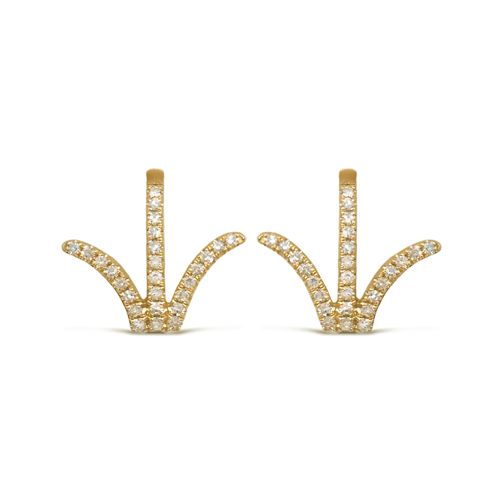 14k gold diamond crown fashion stud earrings 552577