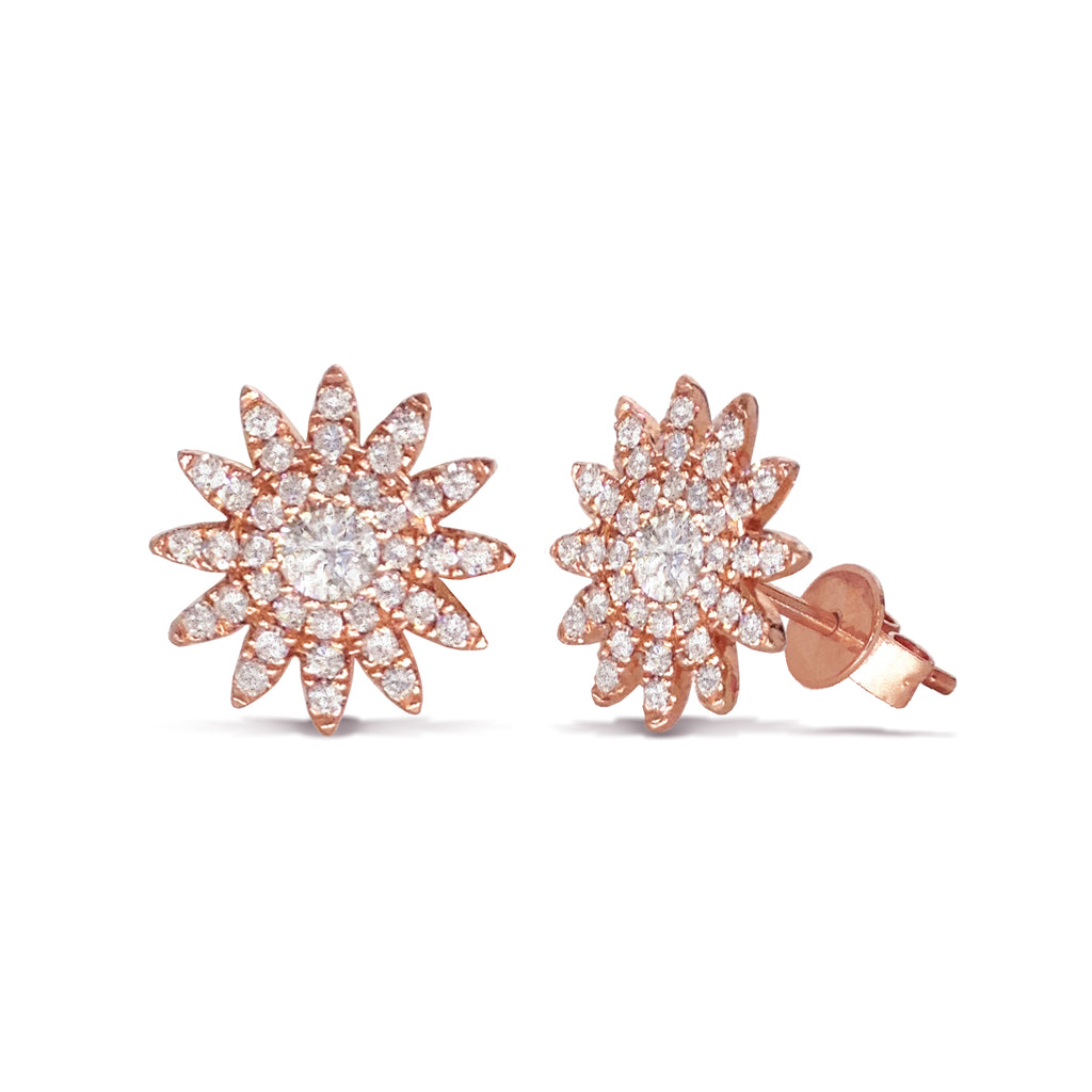14k gold diamond starburst stud earrings 554894
