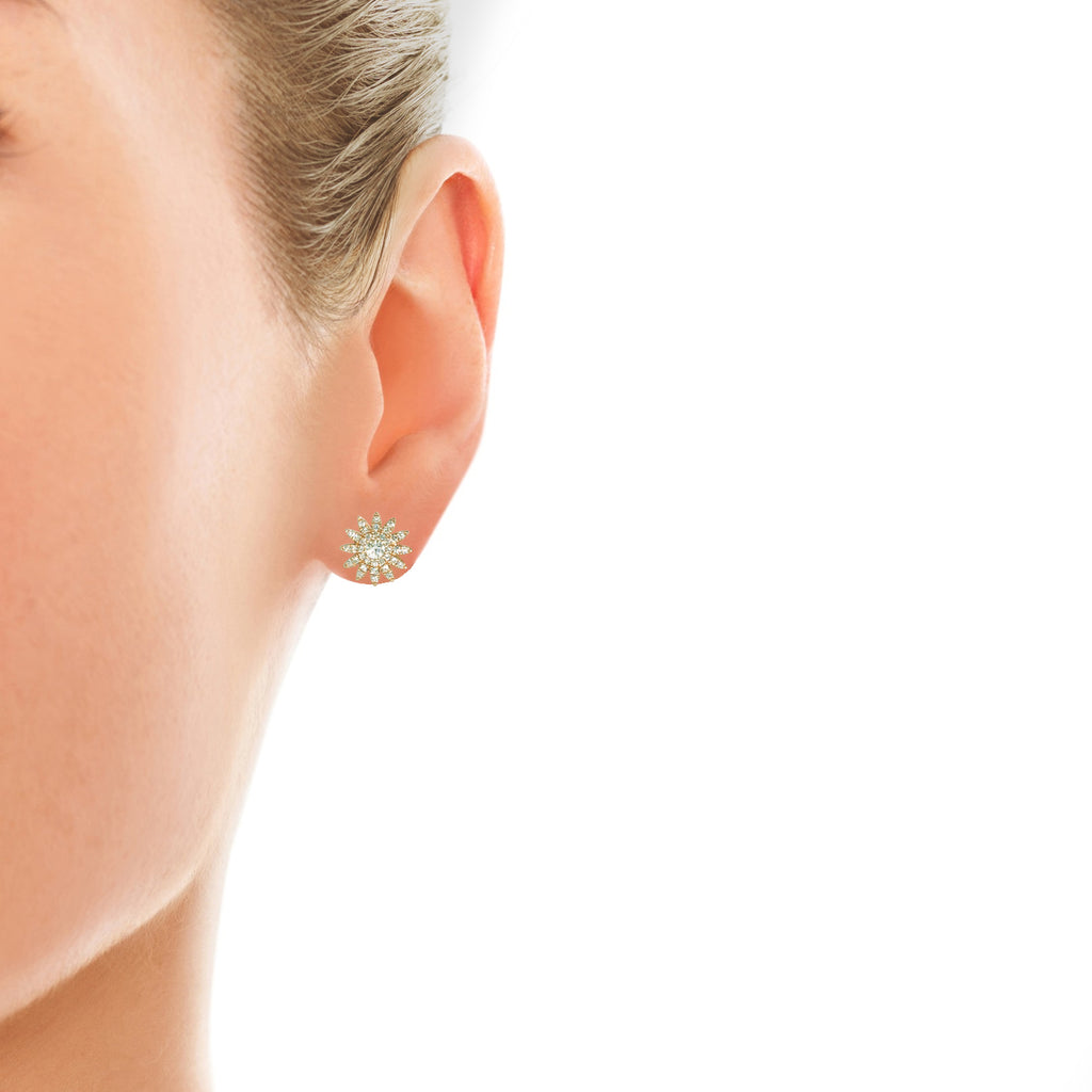 14k gold diamond starburst stud earrings 554894