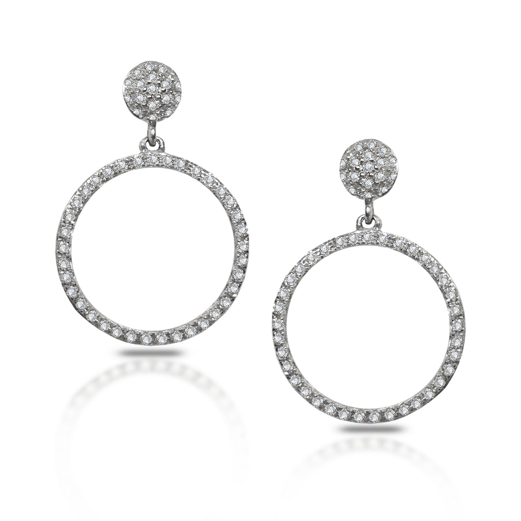 14k gold open circle pave diamond dangle stud earrings AJE1173