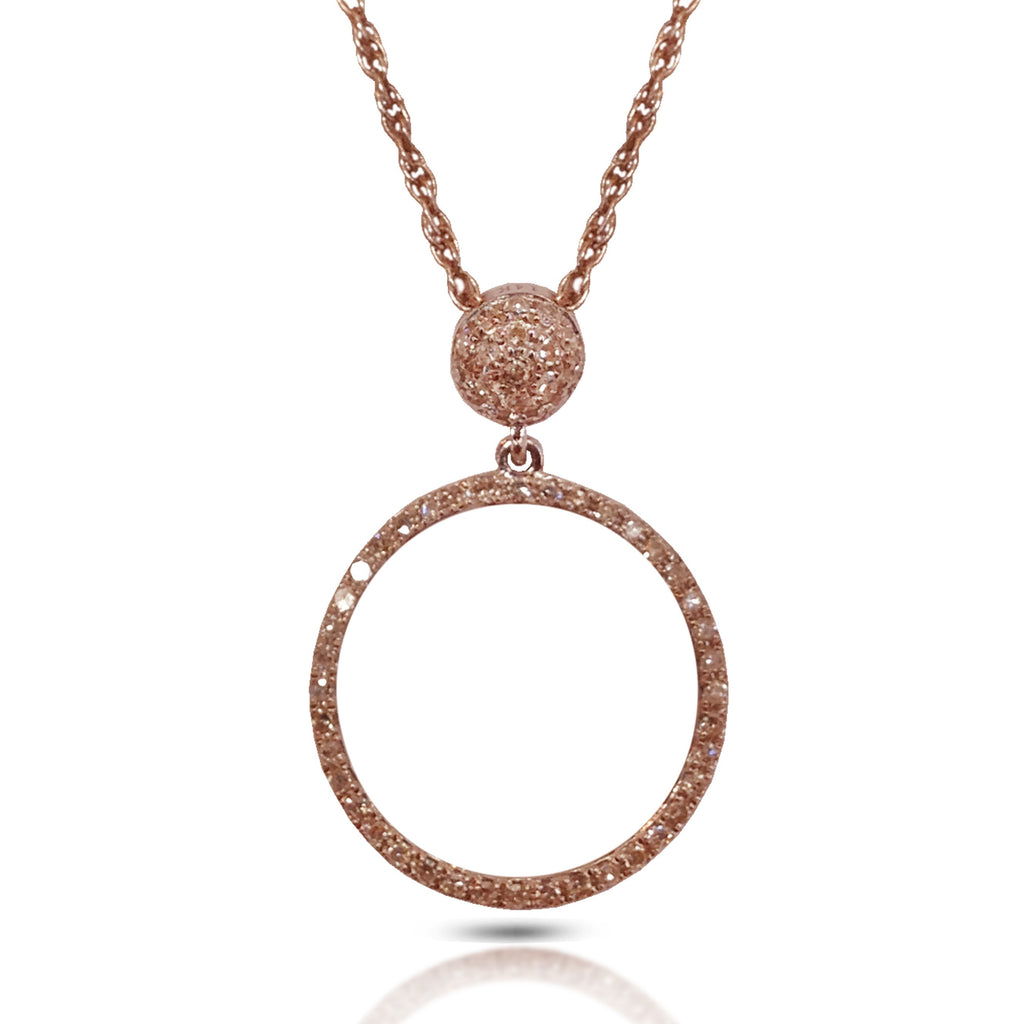 14K Open Circle Pave Diamond Pendant AJP1216