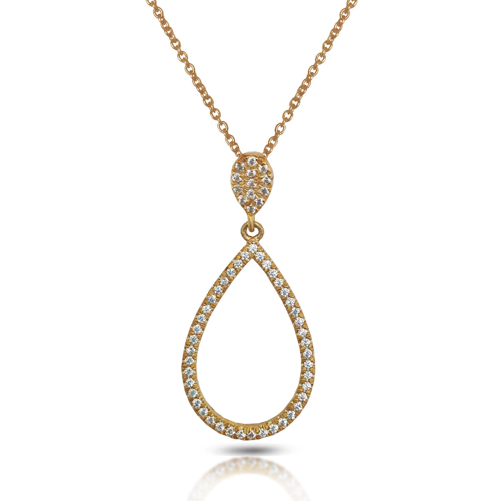 14K Open Face Drop Pave Diamond Pendant AJP1217