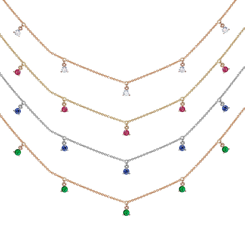 14k Hanging RUBY station necklace MN44917R