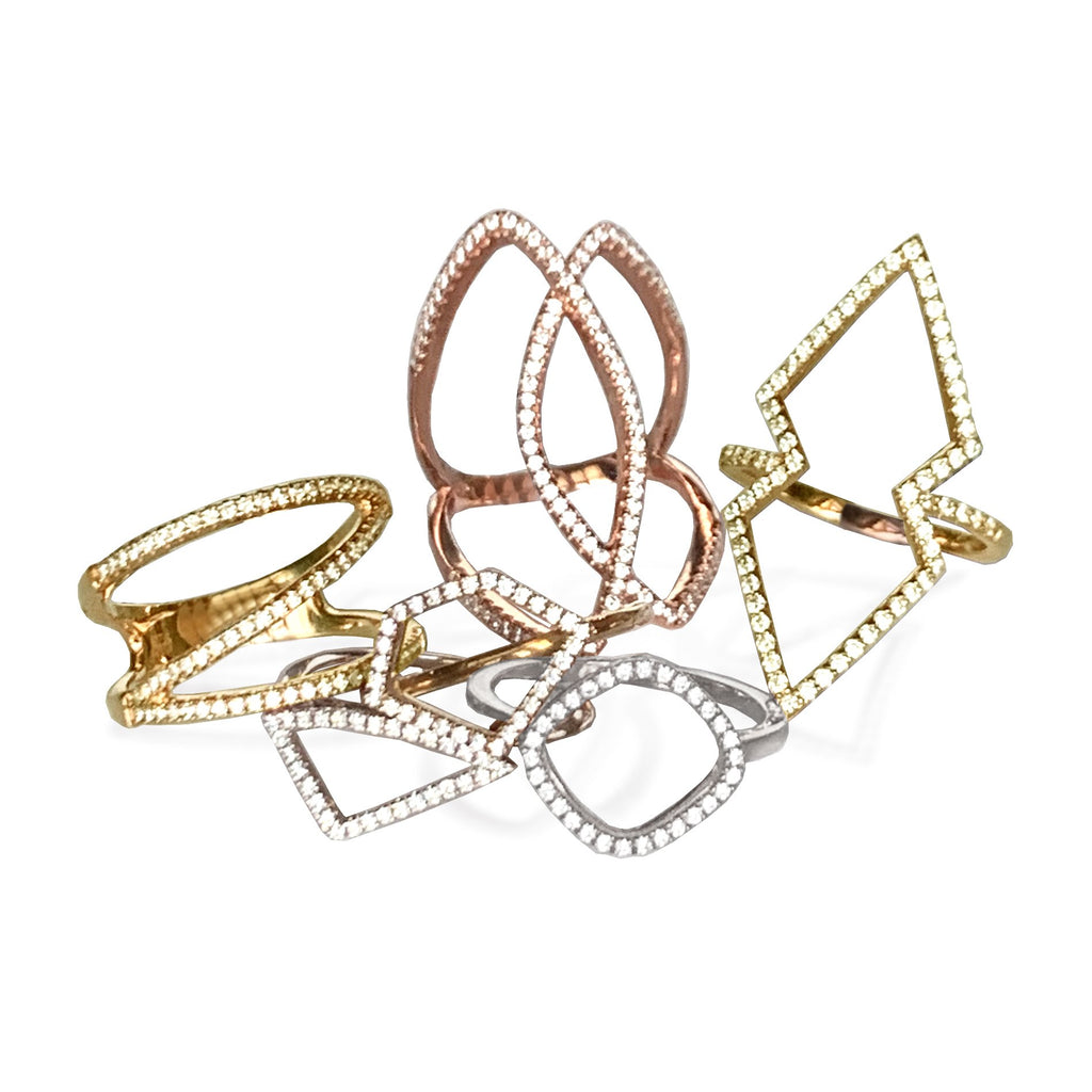 14k gold diamond geometric fashion ring FR259