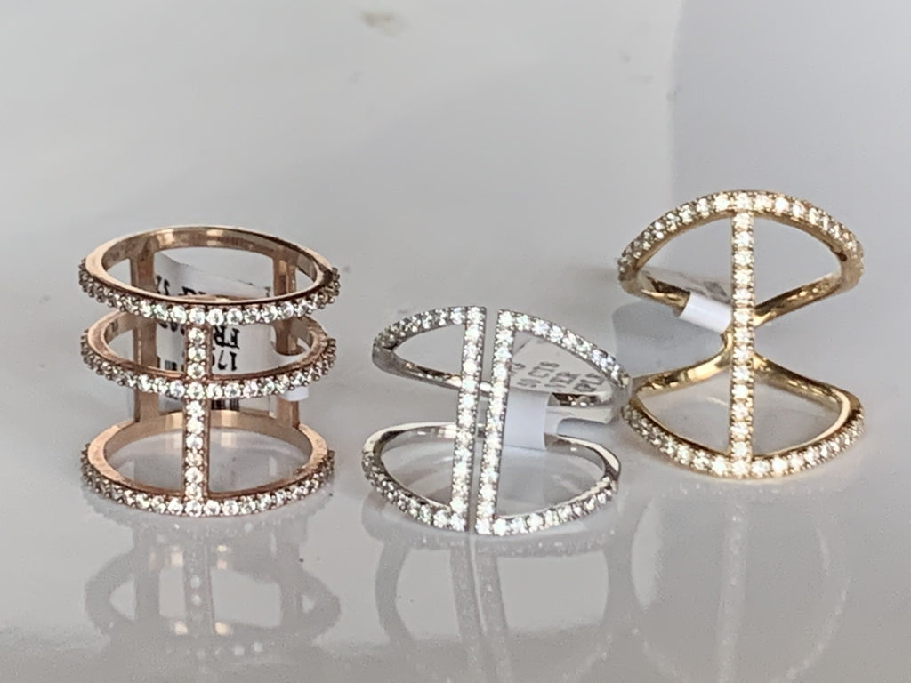 14k gold diamond bar fashion ring FR262