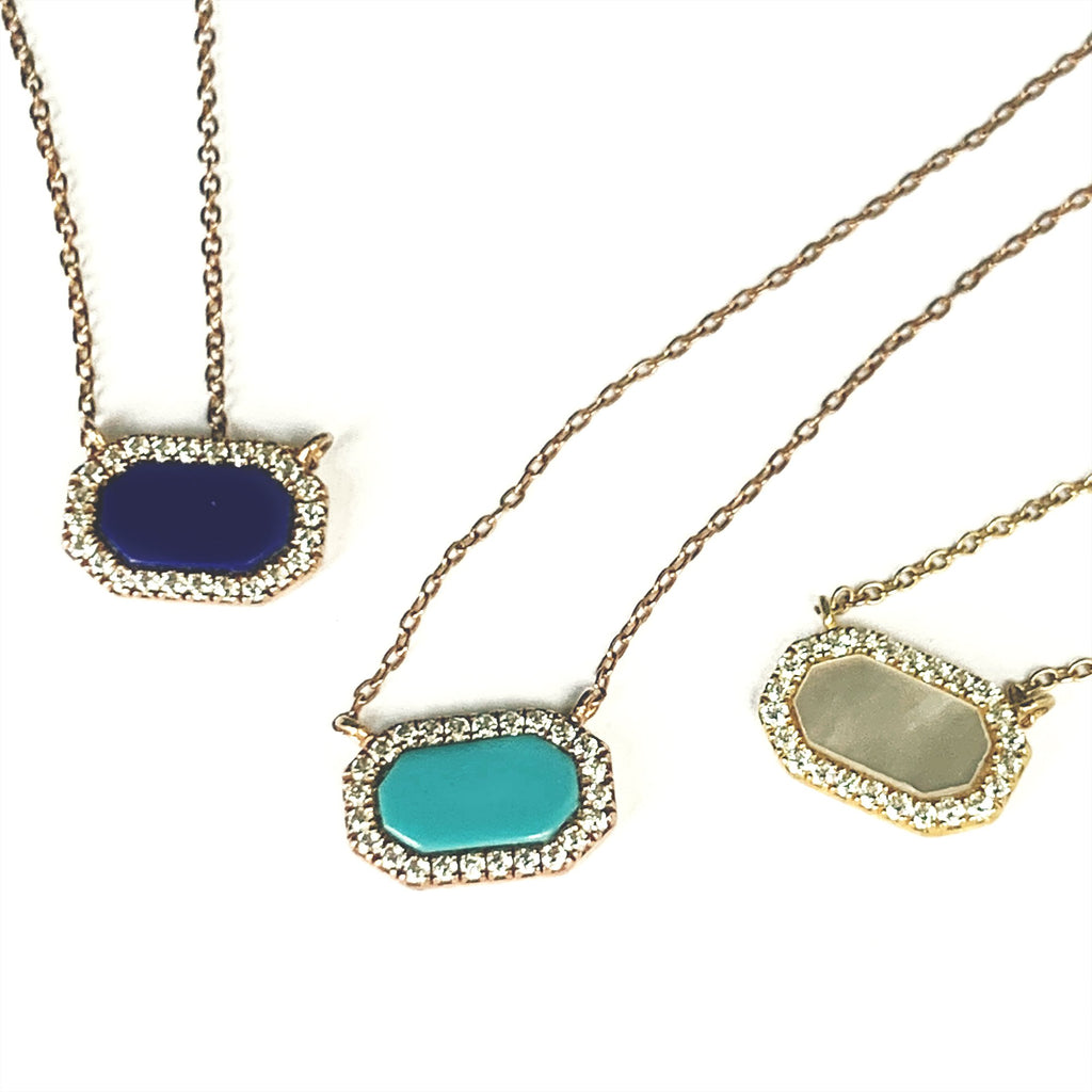 14K Lapis Horizontal Octagon Bar Necklace N4057LAP