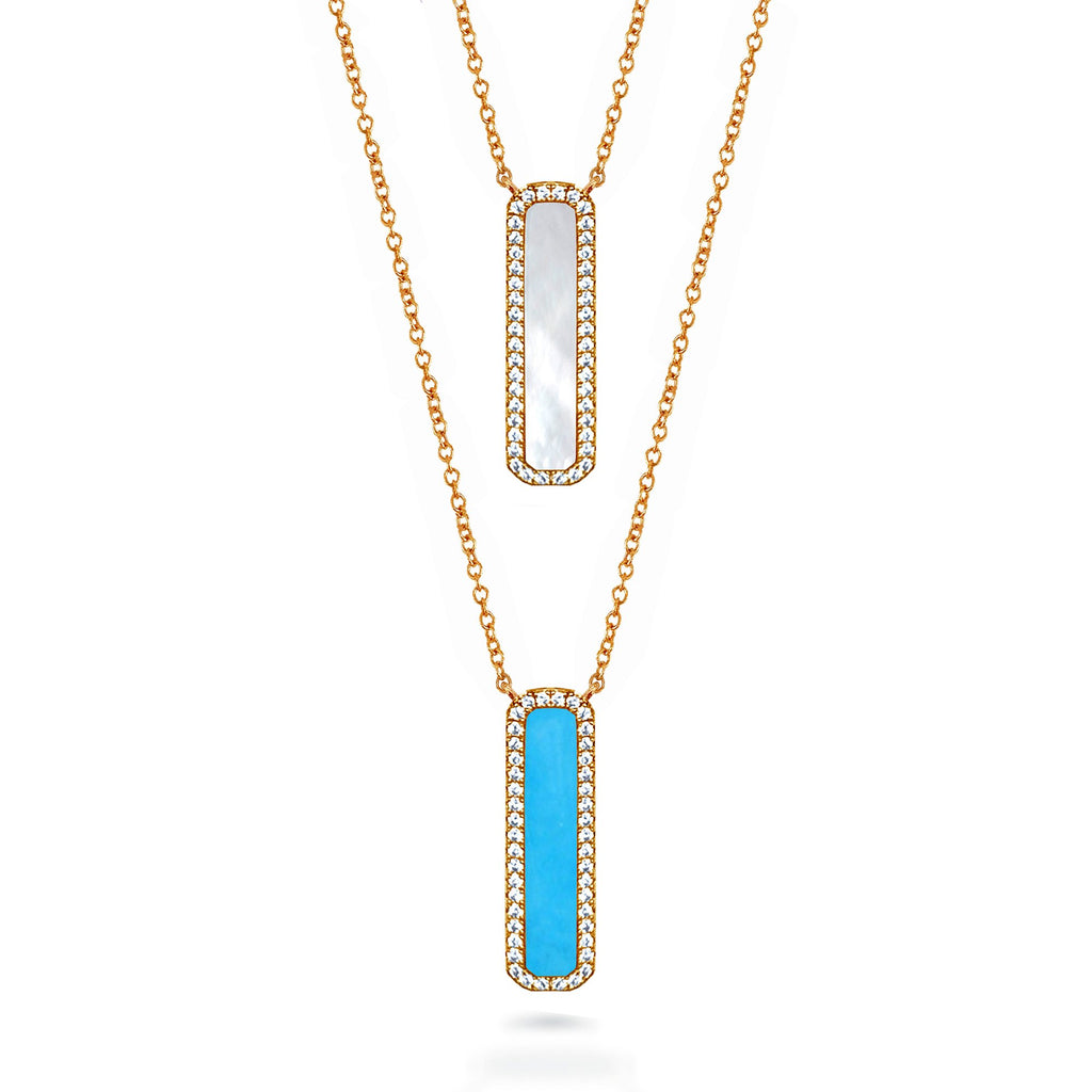 14k gold diamond black onyx vertical bar necklace MN71680OX