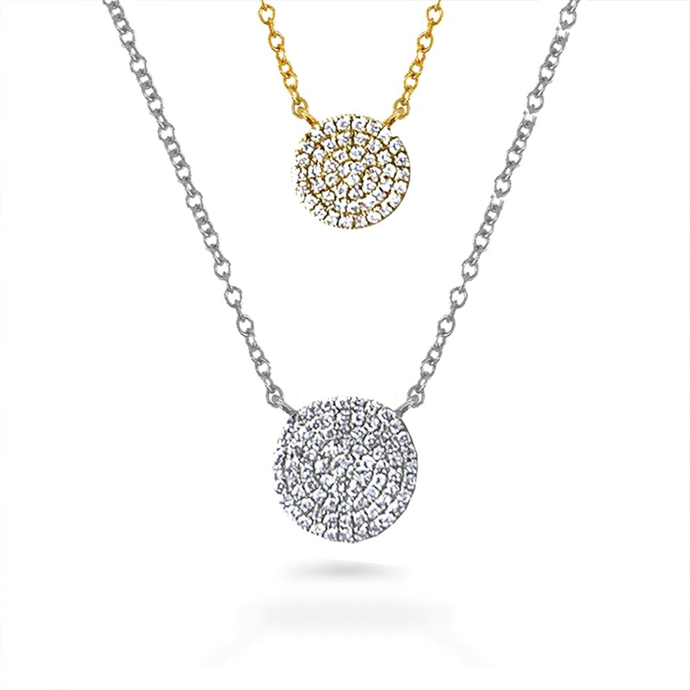 14k Pave round diamond disc necklace MN26081