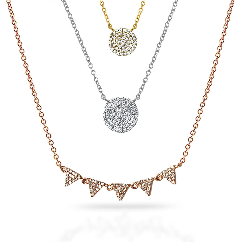 14k Pave triangle charm diamond necklace MN71517