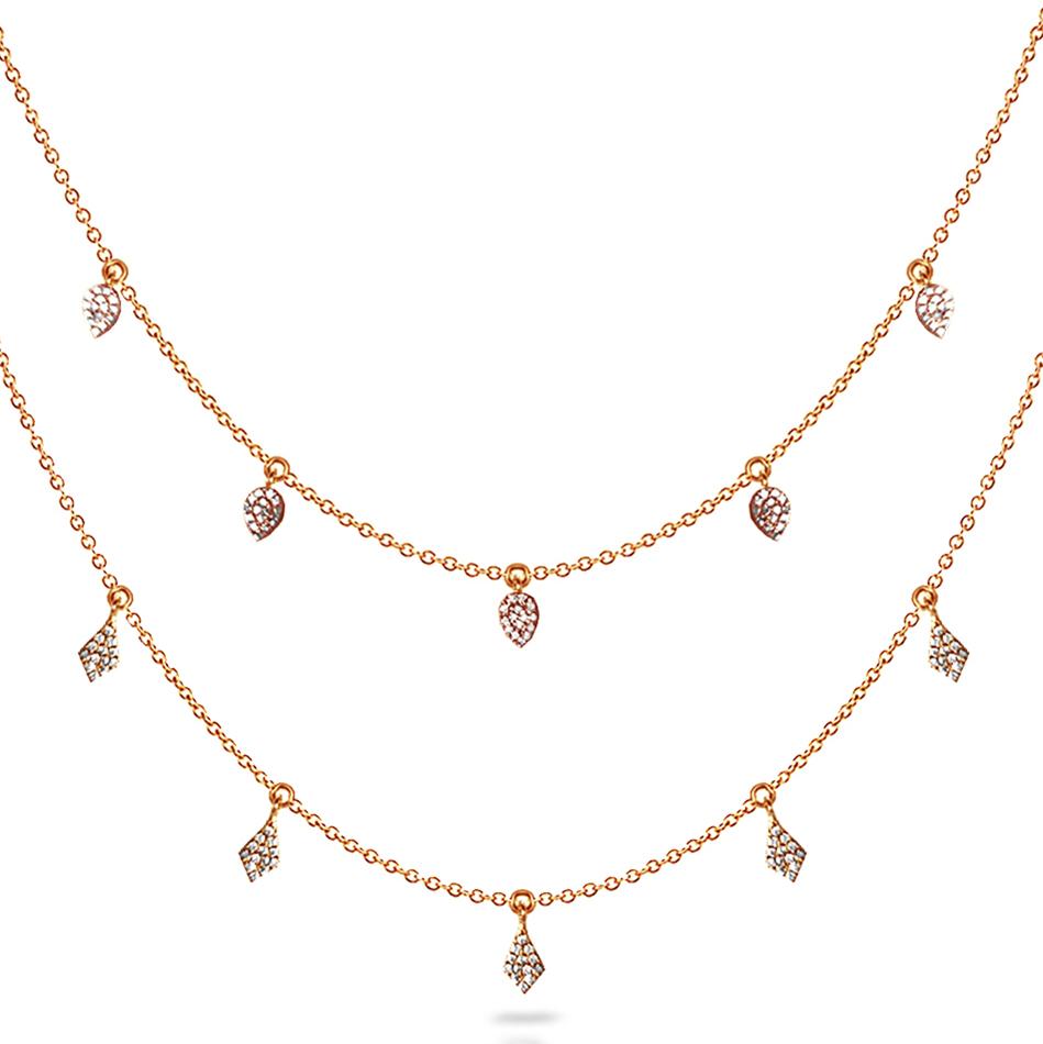 14k Pave drop charm diamond necklace MN71516