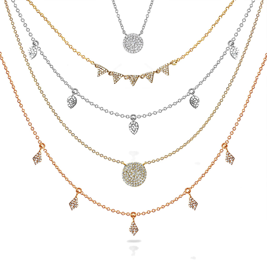 14k Pave drop charm diamond necklace MN71516