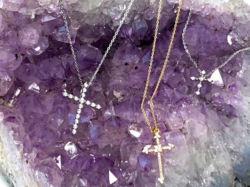 14K Gold Diamond Cross Pendant P23685