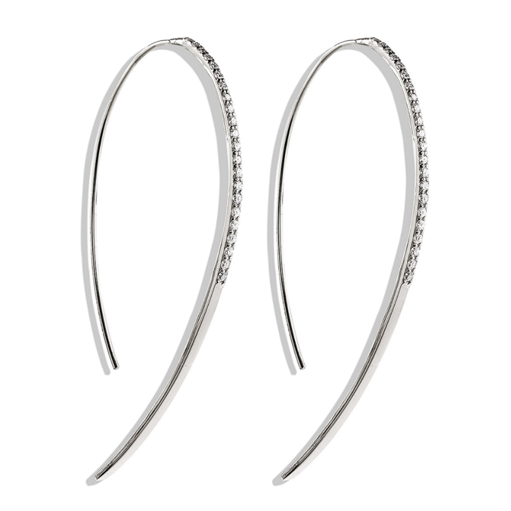 14k gold half hoop diamond wire earrings E694