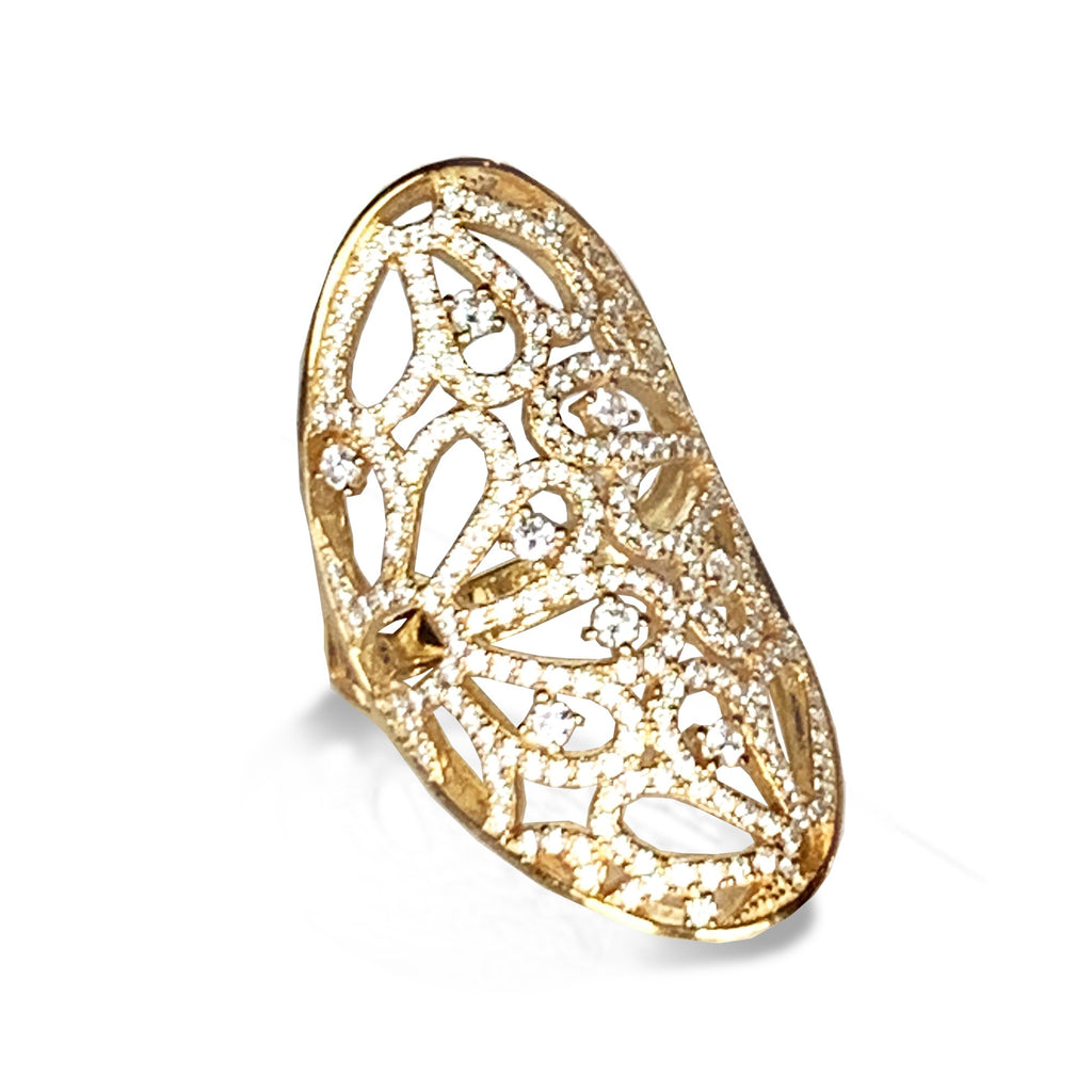 14k gold oval diamond fashion ring FR260