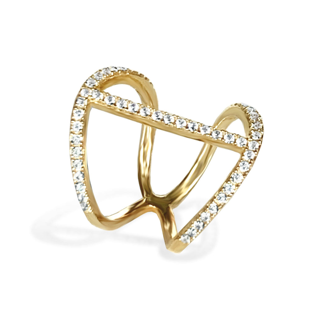 14k gold diamond bar fashion ring FR268