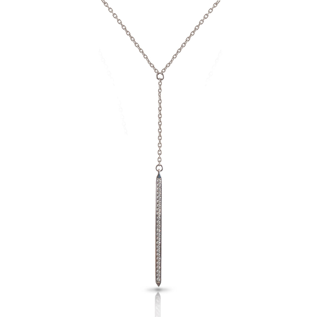 14K Gold Diamond Bar Lariat Necklace LAR02A