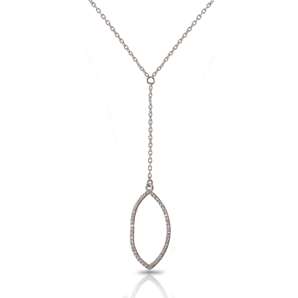 14K Gold Diamond Leaf Lariat " Y " Necklace LAR05A