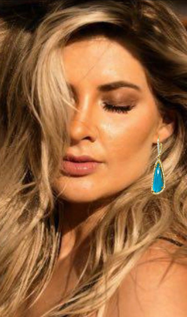 14k trillion turquoise & diamond doublet earrings ME25308TQ