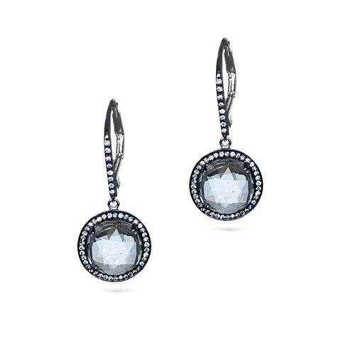 14k Halo Blue Topaz Diamond Chandelier Earrings ME21852