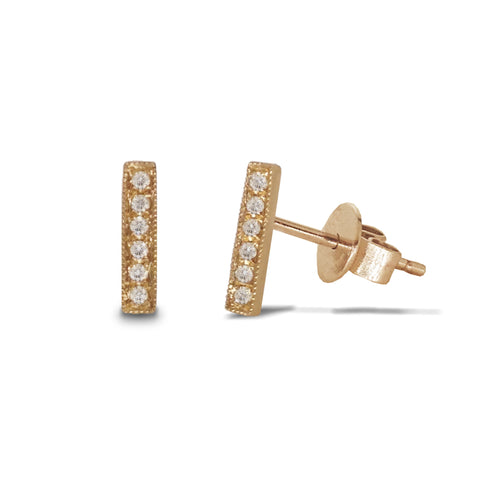 14K Gold Teardrop Pave Stud Diamond Earrings ME24633