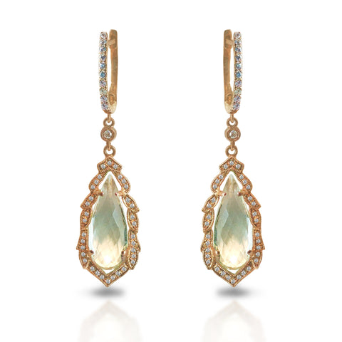 14K Gold Halo Diamond Opal Stud Earring ME2884OP