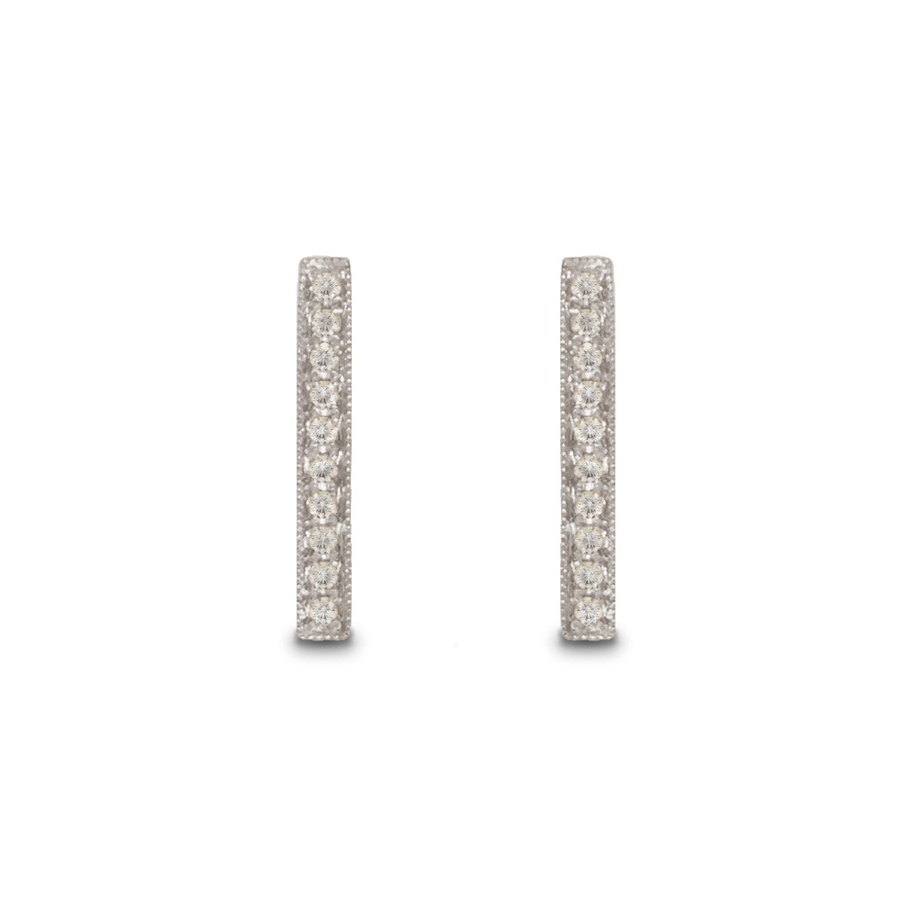 14k gold pave diamond bar stud earrings ME2157