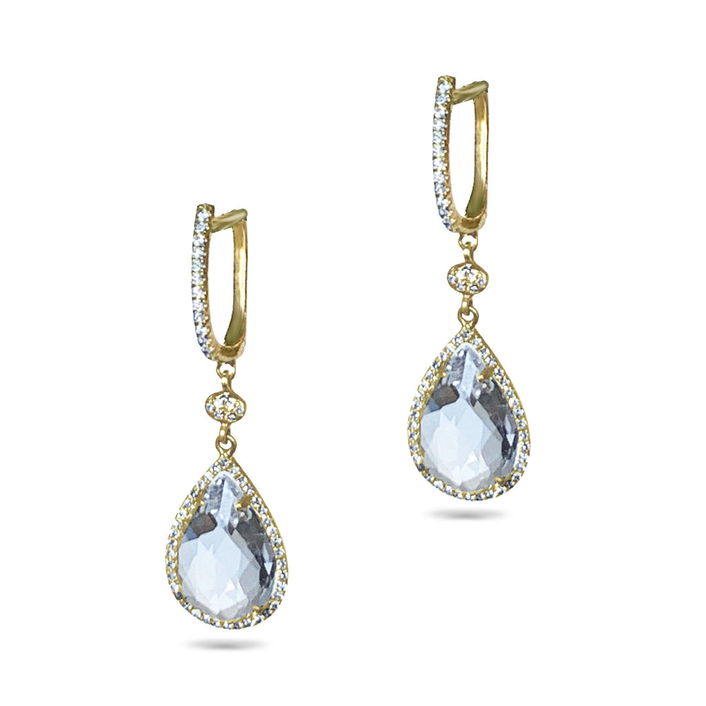 14k Vintage Drop White Topaz Diamond Earrings ME22392