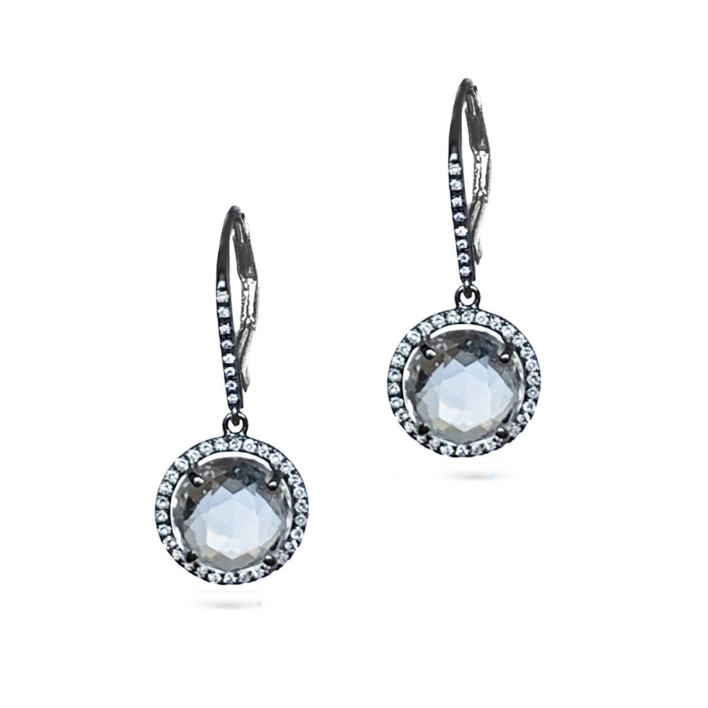 14k Victorian White Topaz Diamond Dangle Earrings ME22498