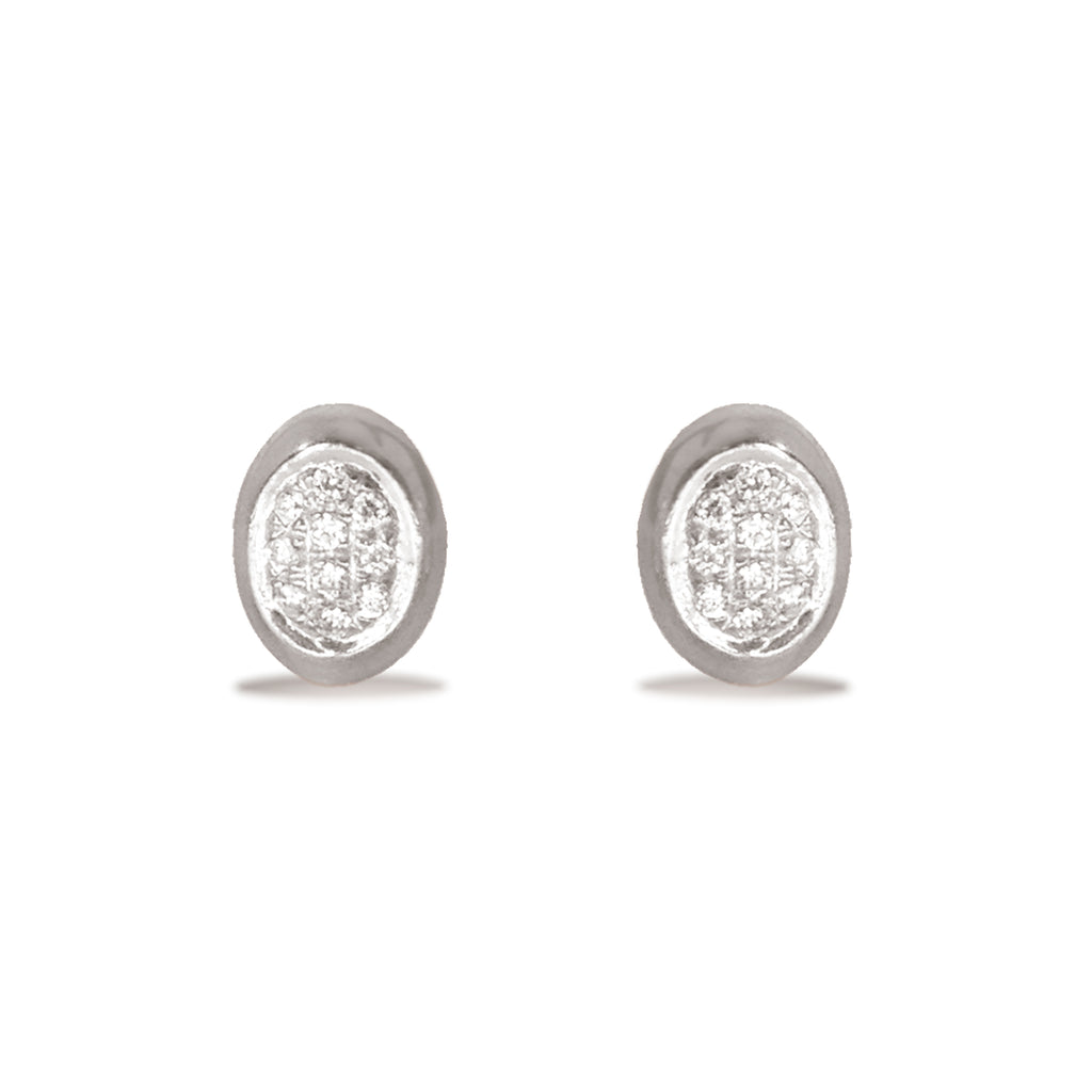 14k gold oval diamond disc stud earrings ME22814