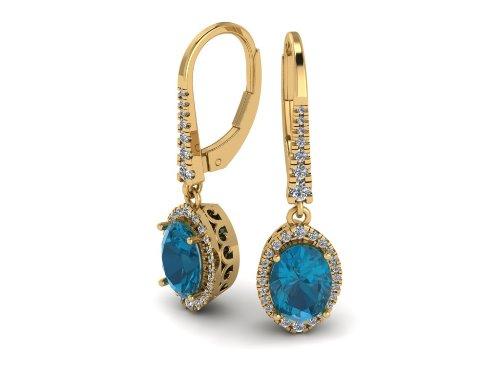 14k Oval London Blue Topaz & Diamond Earrings ME2286