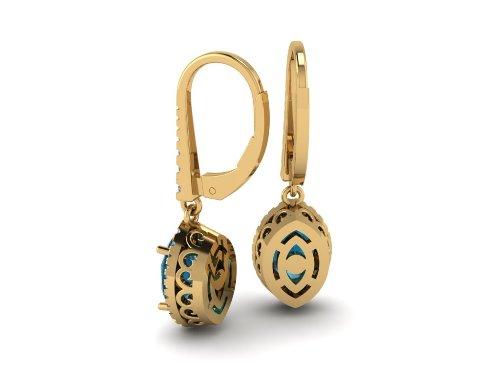 14k Oval London Blue Topaz & Diamond Earrings ME2286