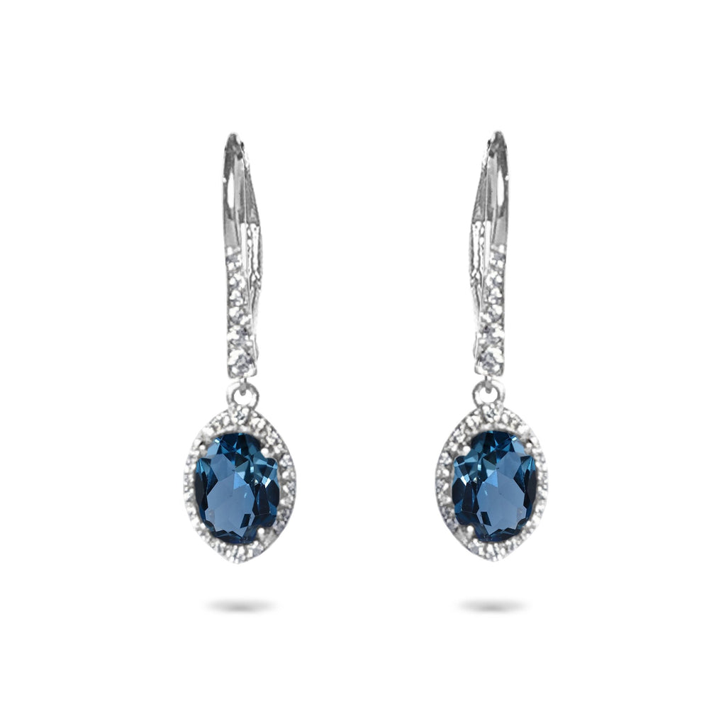 14k Oval London Blue Topaz & Diamond Earrings ME2286