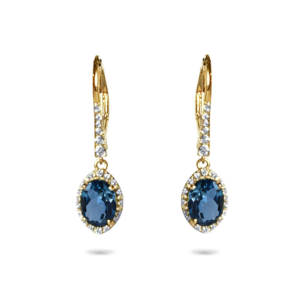 14k Oval London Blue Topaz & Diamond Earrings ME2286