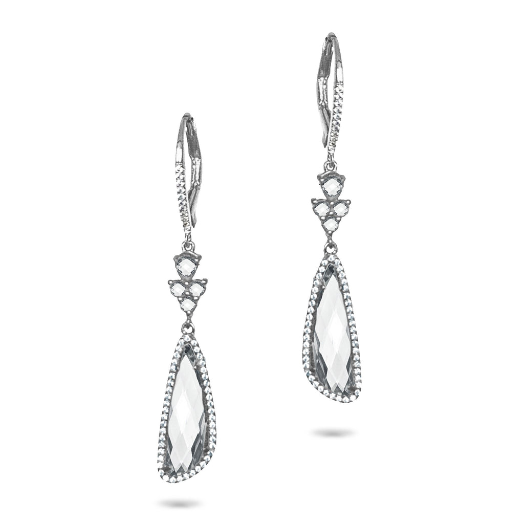 14k Trapezoid Pink Amethyst Diamond Dangle Earrings ME23745