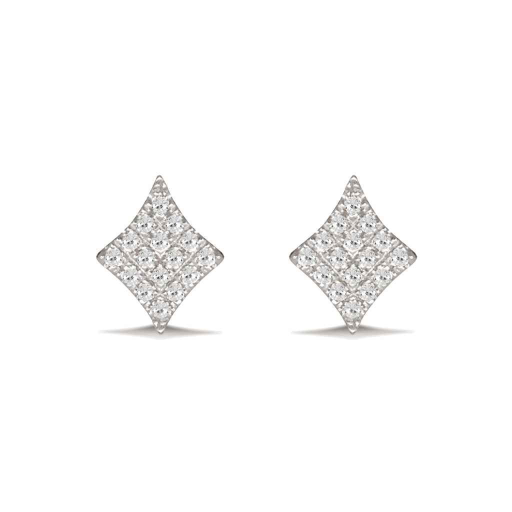 14K Gold Kite Shape Pave Disc Diamond Stud Earrings ME24322