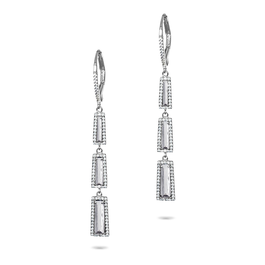 14k gold Art Deco Baguette White Topaz Earrings ME24539