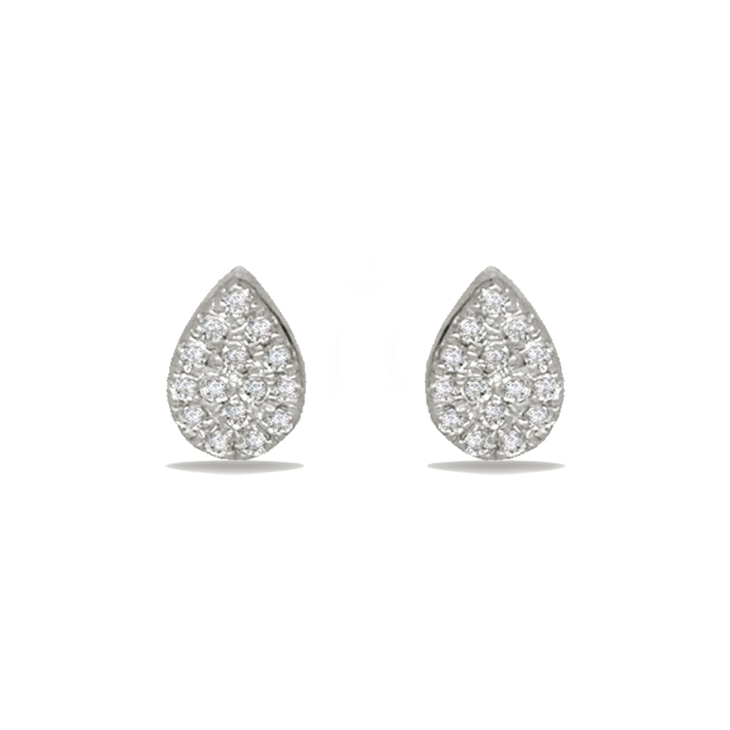 14K Gold Teardrop Pave Stud Diamond Earrings ME24633
