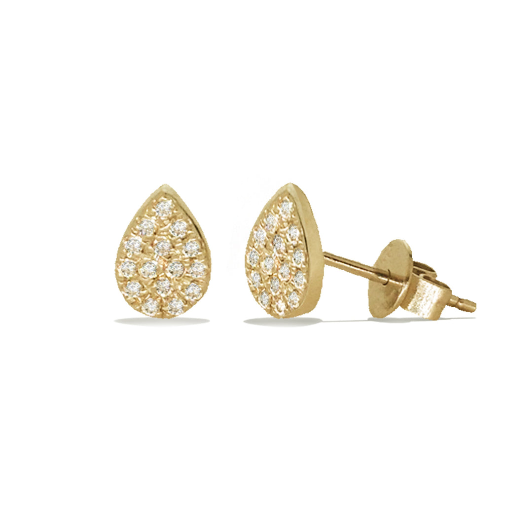 14K Gold Teardrop Pave Stud Diamond Earrings ME24633