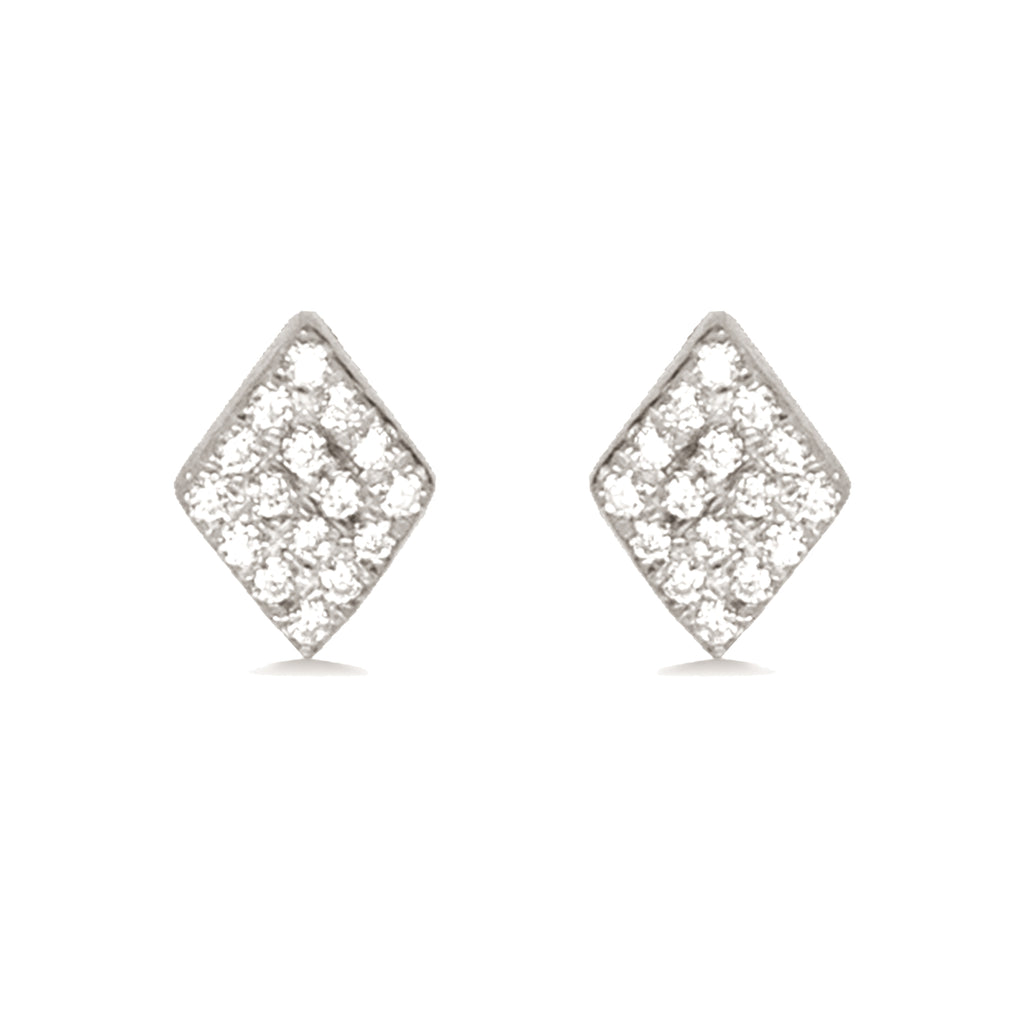 14k gold diamond shape pave diamond stud earrings ME24643
