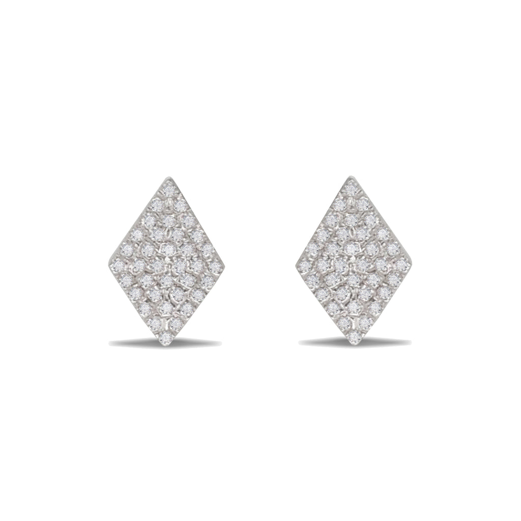 14k gold diamond shape pave disc diamond stud earrings ME24839