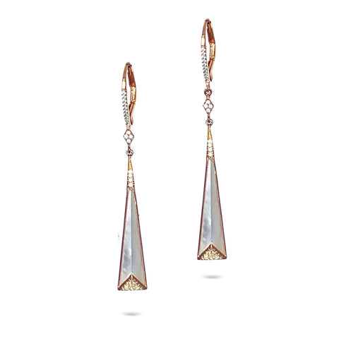 14k Trapezoid Pink Amethyst Diamond Dangle Earrings ME23745