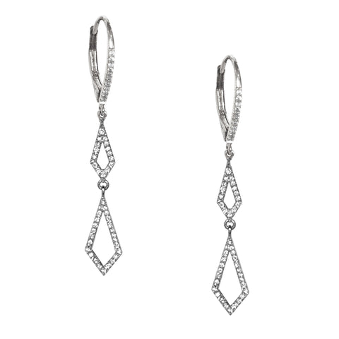 14k Trapezoid Pink Amethyst Diamond Dangle Earrings ME23745