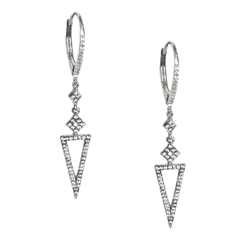 14k Inverted Open Triangle Pave Diamond Earrings ME24961