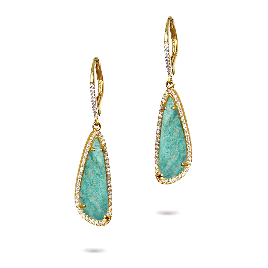 14k trillion Amazonite & diamond doublet earrings ME25308AZ