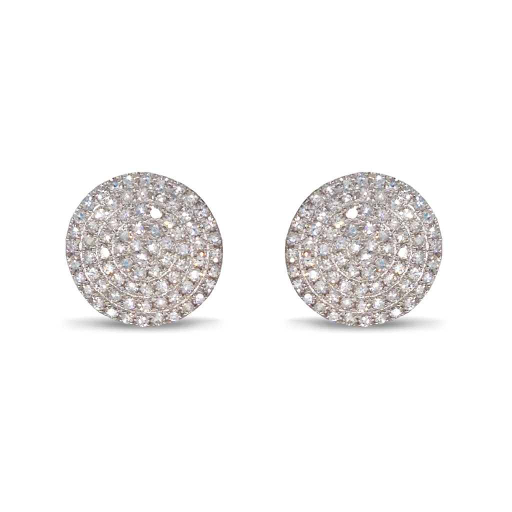 14K Pave Round Diamond Disc Stud Earrings ME26081