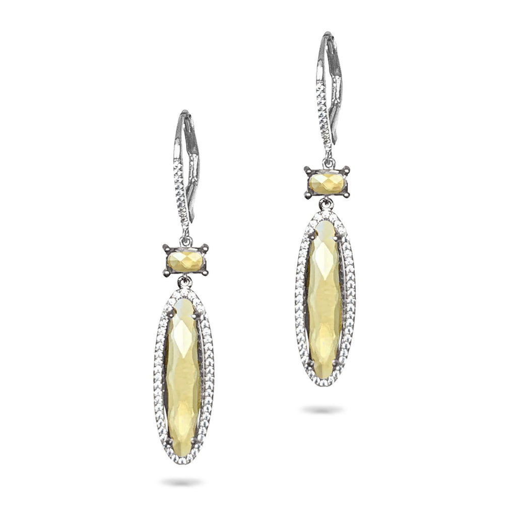 14k oval citrine & diamond dangle earrings ME26193