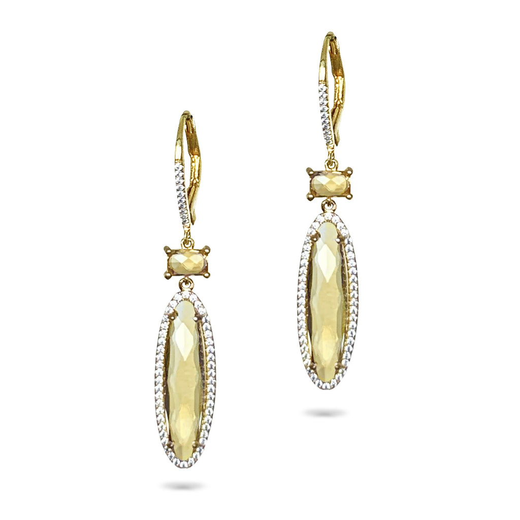 14k oval citrine & diamond dangle earrings ME26193