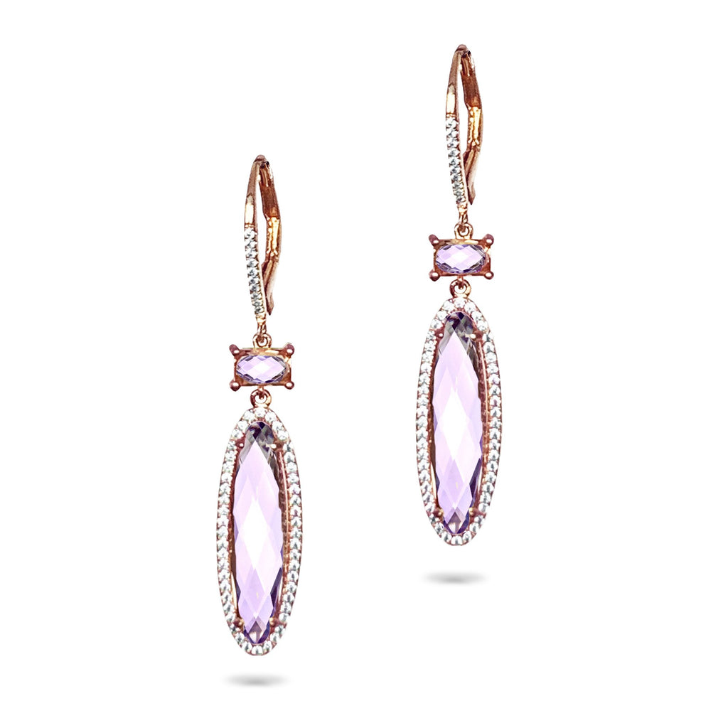 14k oval citrine & diamond dangle earrings ME26193