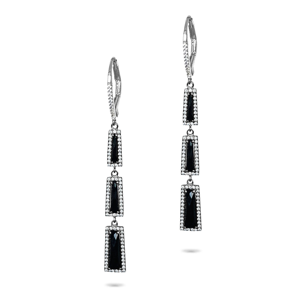 14k gold baguette onyx and diamond earrings ME26198