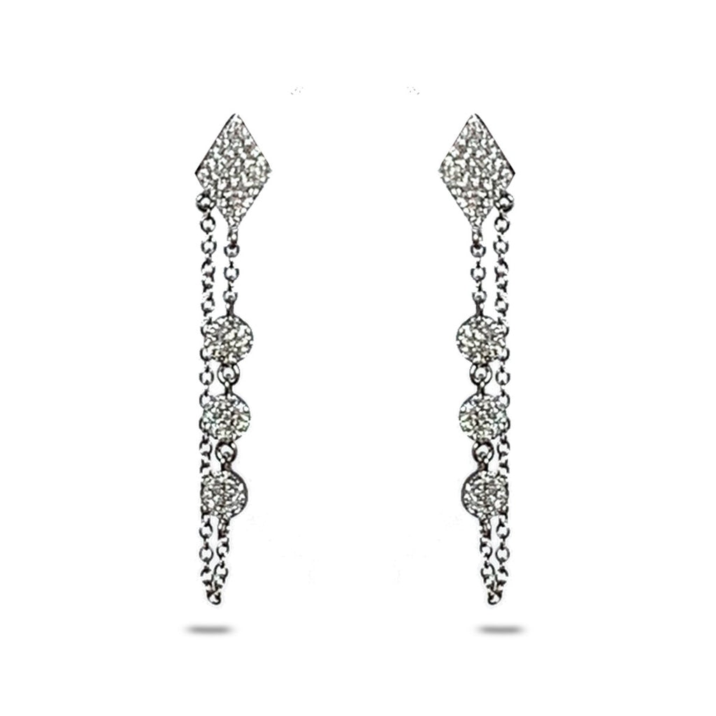 14K Kite Pave Diamond Discs Chain Earrings ME26806